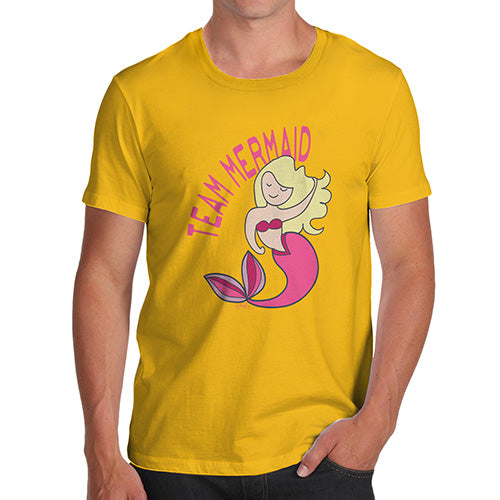 Mens Novelty T Shirt Christmas Team Mermaid Men's T-Shirt X-Large Yellow