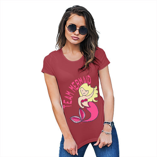 Funny T Shirts For Women Team Mermaid Women's T-Shirt X-Large Red