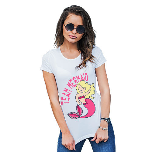 Funny T-Shirts For Women Sarcasm Team Mermaid Women's T-Shirt Small White