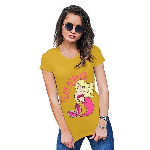 Funny T Shirts For Mum Team Mermaid Women's T-Shirt Large Yellow