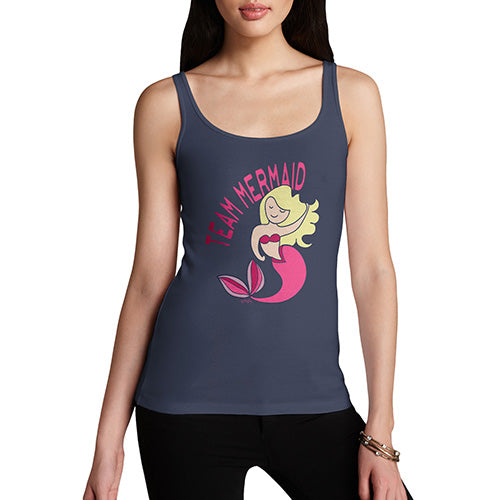 Womens Humor Novelty Graphic Funny Tank Top Team Mermaid Women's Tank Top Small Navy