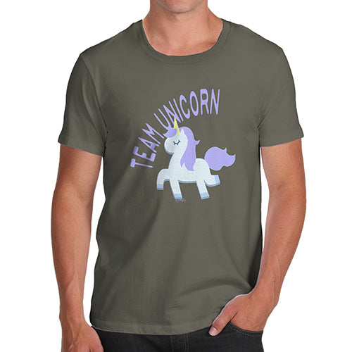 Mens T-Shirt Funny Geek Nerd Hilarious Joke Team Unicorn Men's T-Shirt X-Large Khaki