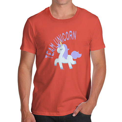 Mens T-Shirt Funny Geek Nerd Hilarious Joke Team Unicorn Men's T-Shirt Medium Orange