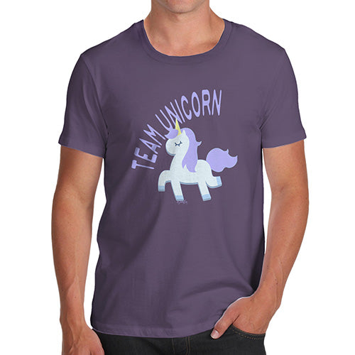 Mens T-Shirt Funny Geek Nerd Hilarious Joke Team Unicorn Men's T-Shirt X-Large Plum