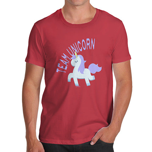 Funny Tee For Men Team Unicorn Men's T-Shirt Medium Red