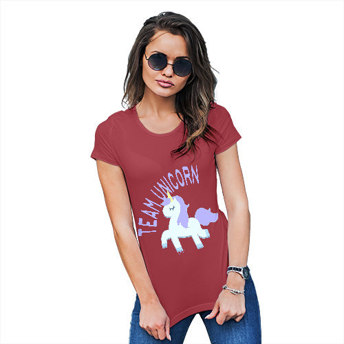 Novelty Gifts For Women Team Unicorn Women's T-Shirt Medium Red