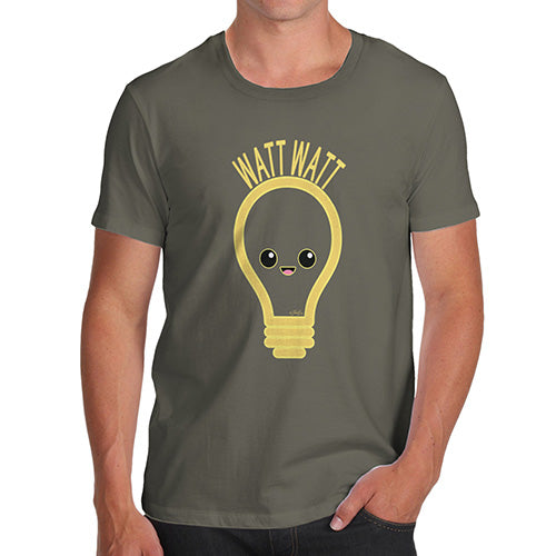 Funny T Shirts For Dad Watt Watt Lightbulb Men's T-Shirt Medium Khaki