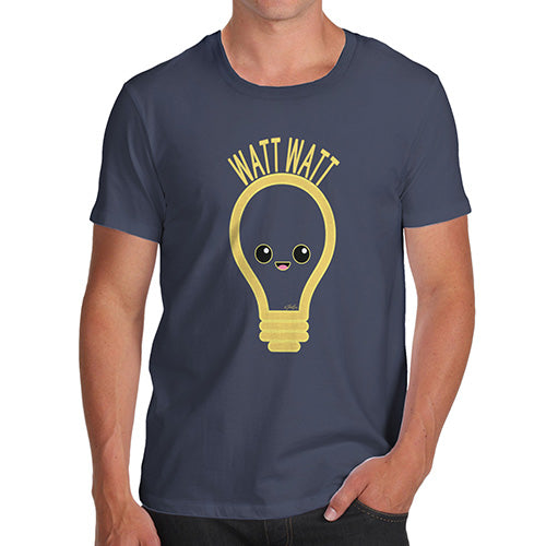 Funny Mens Tshirts Watt Watt Lightbulb Men's T-Shirt Medium Navy