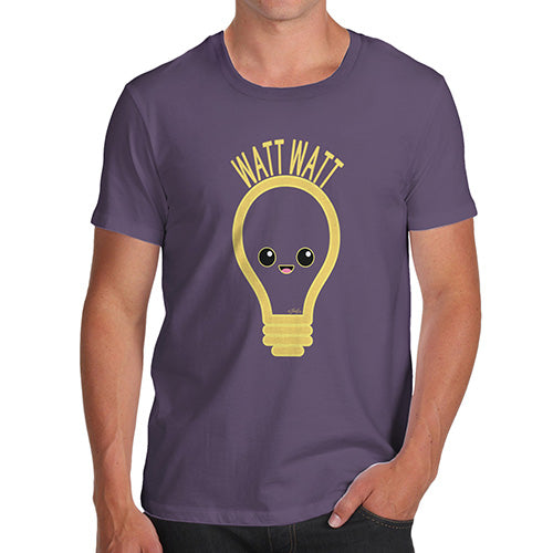 Funny Mens Tshirts Watt Watt Lightbulb Men's T-Shirt Medium Plum