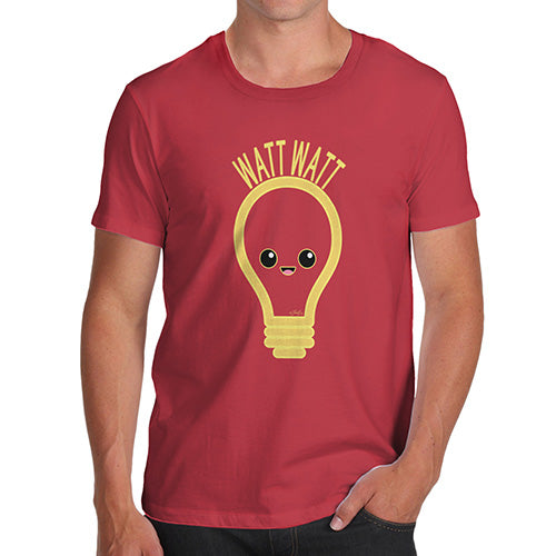 Funny Mens T Shirts Watt Watt Lightbulb Men's T-Shirt Medium Red