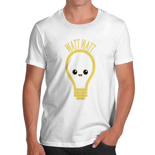 Funny T-Shirts For Men Sarcasm Watt Watt Lightbulb Men's T-Shirt Medium White