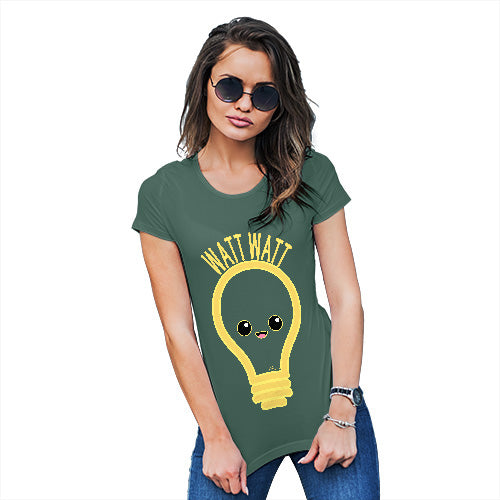 Funny T-Shirts For Women Watt Watt Lightbulb Women's T-Shirt Small Bottle Green