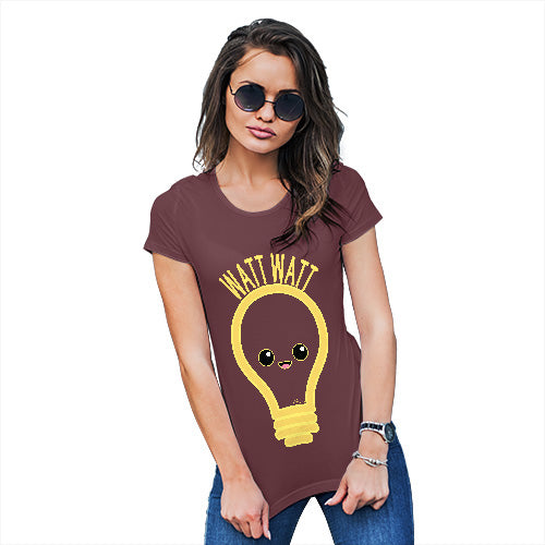 Womens Funny Tshirts Watt Watt Lightbulb Women's T-Shirt Medium Burgundy