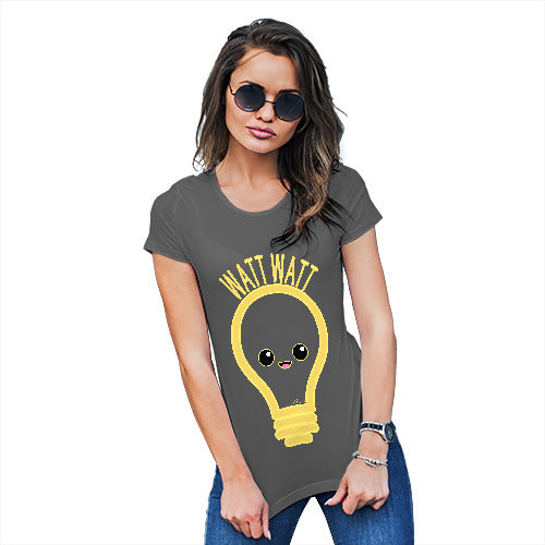 Womens Novelty T Shirt Watt Watt Lightbulb Women's T-Shirt Medium Dark Grey