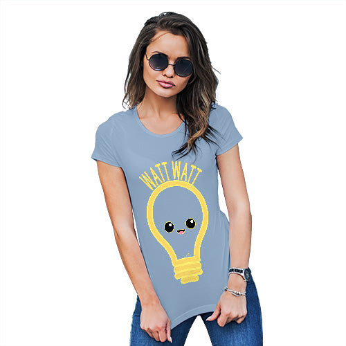 Womens Novelty T Shirt Watt Watt Lightbulb Women's T-Shirt Small Sky Blue