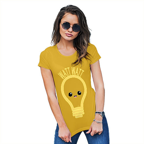 Womens Novelty T Shirt Christmas Watt Watt Lightbulb Women's T-Shirt X-Large Yellow