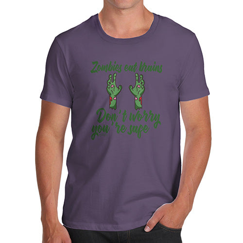 Funny T-Shirts For Men Sarcasm Zombies Eat Brains Men's T-Shirt Large Plum