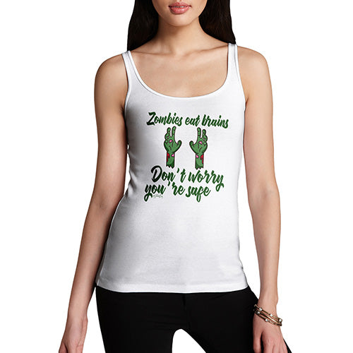 Funny Tank Tops For Women Zombies Eat Brains Women's Tank Top Small White