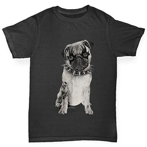 funny t shirts for boys Punk Pug Boy's T-Shirt Age 9-11 Black