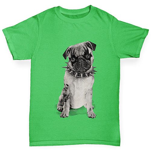 funny t shirts for boys Punk Pug Boy's T-Shirt Age 5-6 Green
