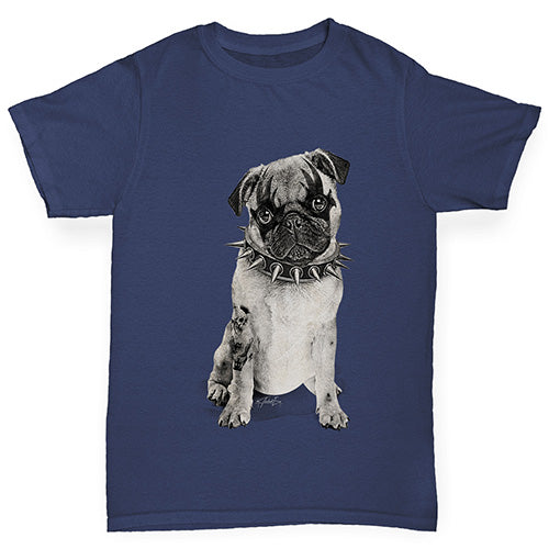 Boys novelty tees Punk Pug Boy's T-Shirt Age 7-8 Navy