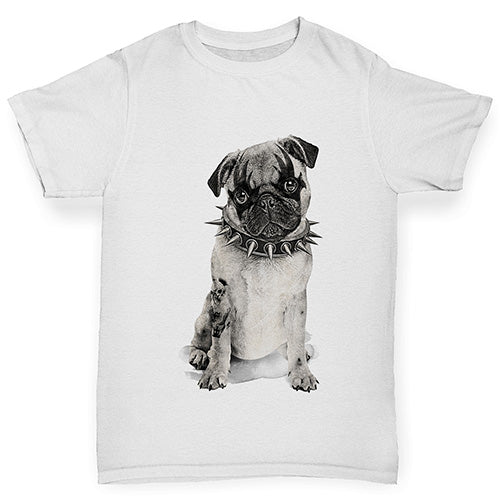 funny t shirts for boys Punk Pug Boy's T-Shirt Age 12-14 White