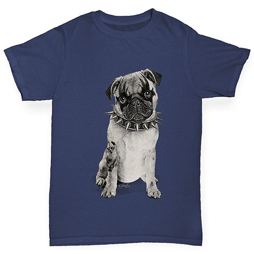 Girls novelty t shirts Punk Pug Girl's T-Shirt Age 5-6 Navy