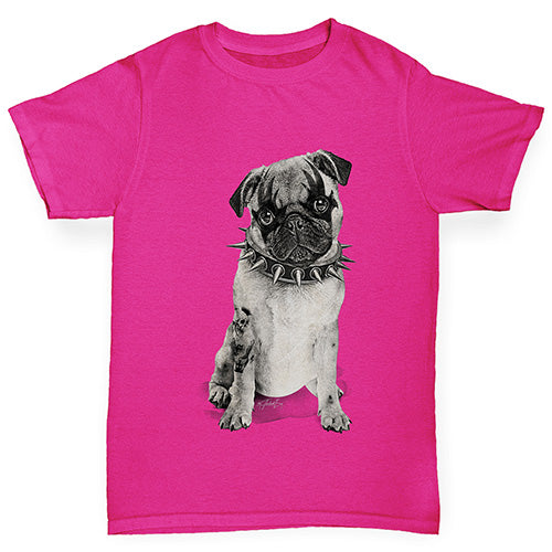Kids Funny Tshirts Punk Pug Girl's T-Shirt Age 3-4 Pink