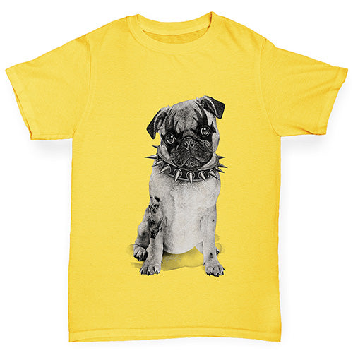 Girls funny tee shirts Punk Pug Girl's T-Shirt Age 9-11 Yellow