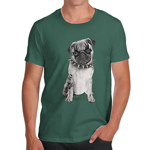 Funny T-Shirts For Guys Punk Pug Men's T-Shirt Large Bottle Green