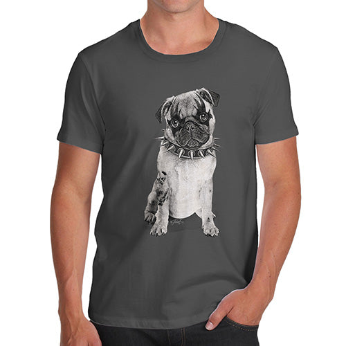 Funny Tee For Men Punk Pug Men's T-Shirt Medium Dark Grey