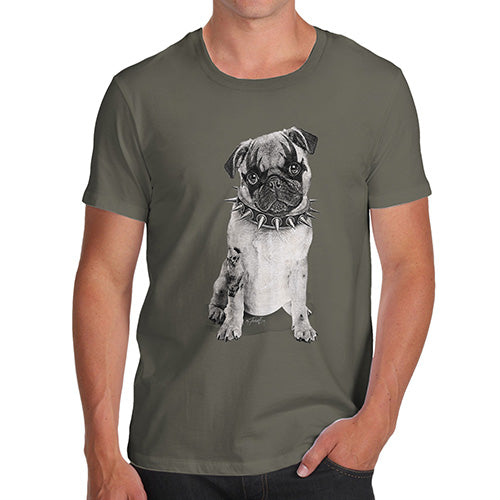 Novelty Tshirts Men Punk Pug Men's T-Shirt X-Large Khaki