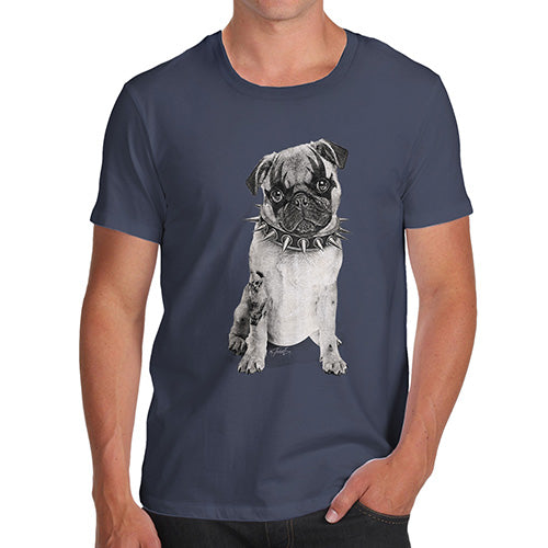 Mens Funny Sarcasm T Shirt Punk Pug Men's T-Shirt Medium Navy
