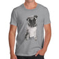 Funny Mens T Shirts Punk Pug Men's T-Shirt Medium Light Grey