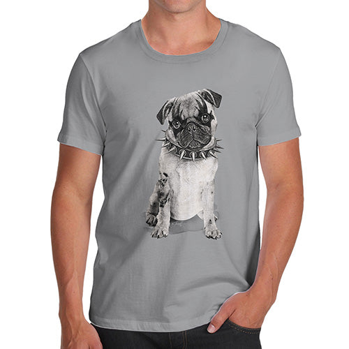 Funny Mens T Shirts Punk Pug Men's T-Shirt Medium Light Grey