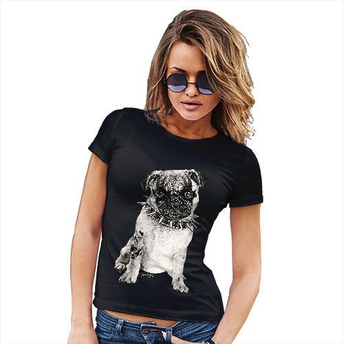 Novelty Gifts For Women Punk Pug Women's T-Shirt Medium Black