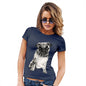 Womens Funny T Shirts Punk Pug Women's T-Shirt Large Navy