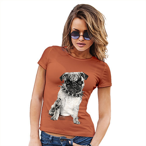 Funny Tee Shirts For Women Punk Pug Women's T-Shirt Medium Orange