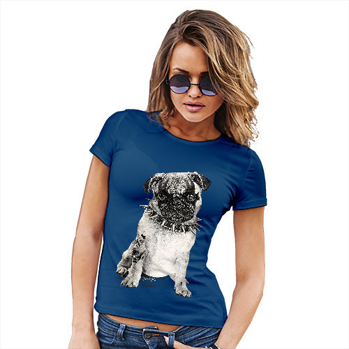 Funny T-Shirts For Women Sarcasm Punk Pug Women's T-Shirt Large Royal Blue