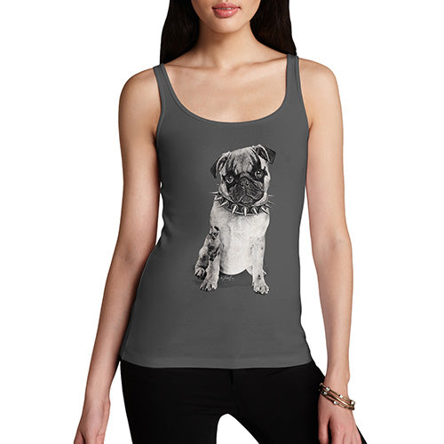 Funny Tank Top For Women Punk Pug Women's Tank Top Small Dark Grey