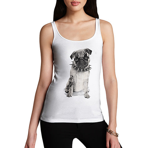 Funny Tank Top For Women Punk Pug Women's Tank Top Small White