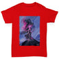 Boys novelty tees Neon Lightning Volcano Boy's T-Shirt Age 3-4 Red