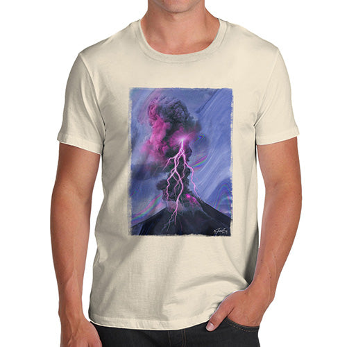 Mens T-Shirt Funny Geek Nerd Hilarious Joke Neon Lightning Volcano Men's T-Shirt Small Natural