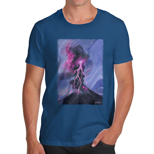 Mens T-Shirt Funny Geek Nerd Hilarious Joke Neon Lightning Volcano Men's T-Shirt X-Large Royal Blue