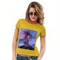 Novelty Gifts For Women Neon Lightning Volcano Women's T-Shirt Large Yellow