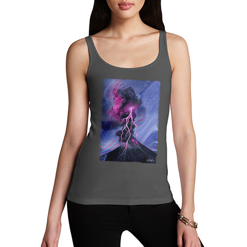 Funny Gifts For Women Neon Lightning Volcano Women's Tank Top Small Dark Grey