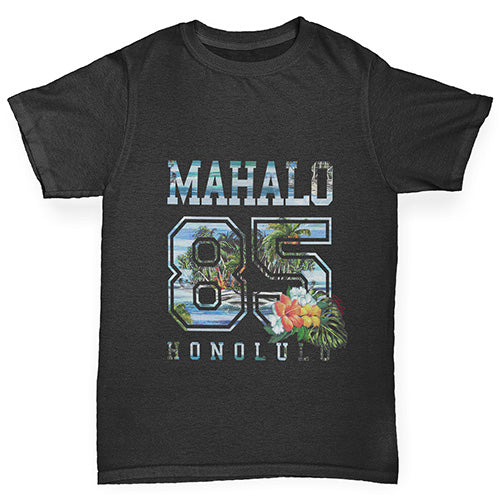 Boys funny tee shirts Mahalo Honolulu Boy's T-Shirt Age 3-4 Black