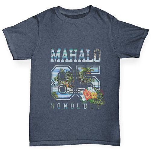 Boys novelty tees Mahalo Honolulu Boy's T-Shirt Age 9-11 Dark Grey