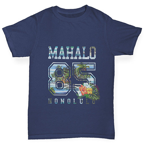 Boys novelty tees Mahalo Honolulu Boy's T-Shirt Age 5-6 Navy