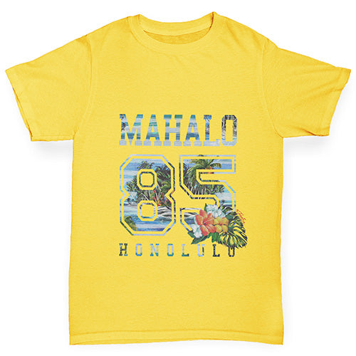 Boys novelty tees Mahalo Honolulu Boy's T-Shirt Age 9-11 Yellow